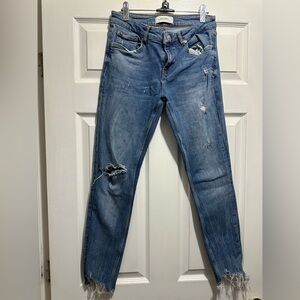 Zara Blue Straight Leg Jeans with Classic Stitching
